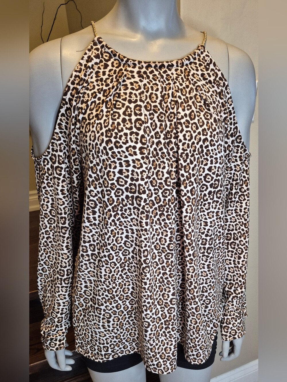 Michael Kors Leopard Cold-Shoulder Tunic - Brown & White